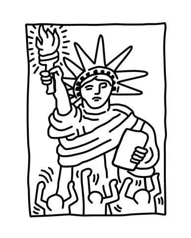 Statue Of Liberty By Keith Haring Coloring Page